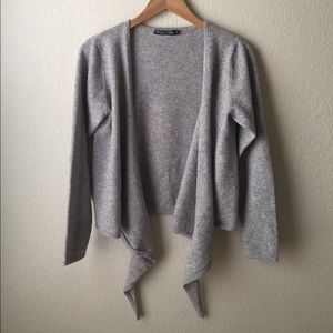 Heather Gray Wool Wrap Sweater
